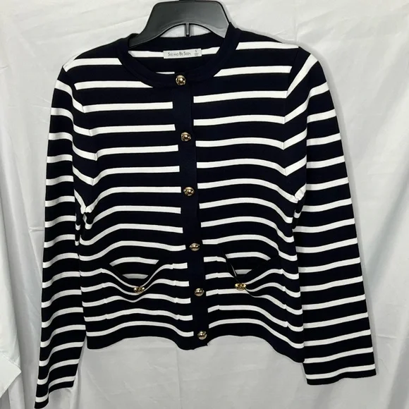 🌟3 for $25🌟 See and Be Seen  Pantsuit Women’s DARK NAVY BLUE/WHITE Ensemble SZ S - Picture 10 of 16